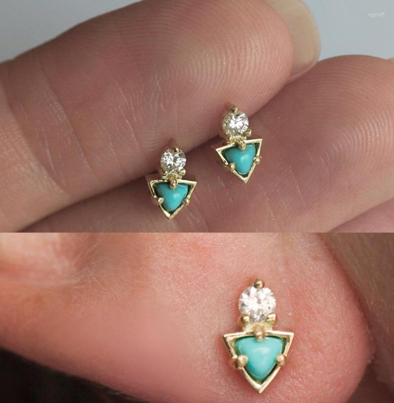 

Stud Earrings 2022 Arrived Minimal Geometric Turquoises Triangle Earring For Women Girl 925 Sterling Silver Party Jewelry Wholesale