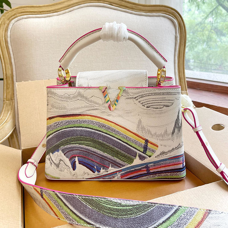 

Women Classic Buckle Fashion Painted Tote Bag Calf Calfskin Leather Quilted Large Capacity Handbag Luxury Designer Bag Makeup Shopping Retro Suitcases Cross Body, Black ppray