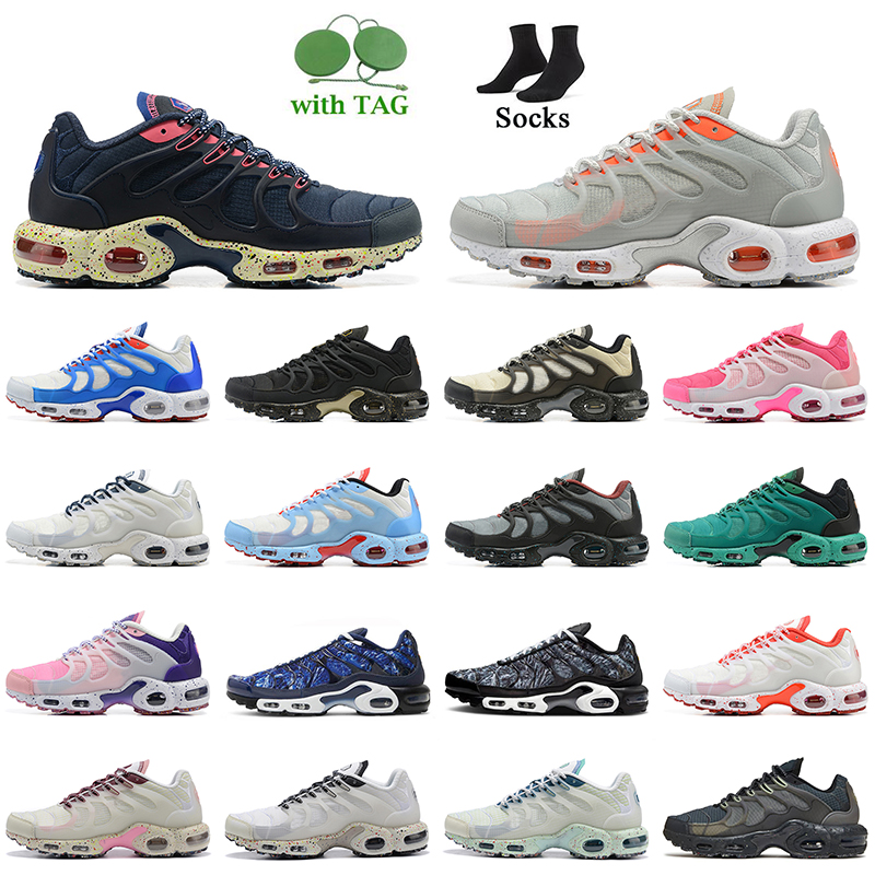 Top Fashion Femmes Mens TNS TNS Chaussures de course 2022 TN Tn Terrascape Plus taille 12 baskets Gris Orange Mignight Navy Blue Rose blanc rouge