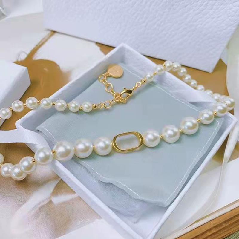 

Necklace Top quality D Letter Designer Chain for Woman Lover Bracelet New Pearl Necklaces Chains Fashion High Quality Wild Personality Jewelry