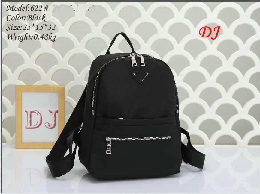 

Designer Nylon Backpack Shoulder Bags Classic Unisex Handbags Black Back Pack Sign Metal Zipper High Quality Multi Pockets Schoolbag 622#25x15, Pink