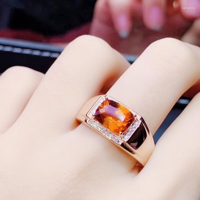 

Cluster Rings Men Ring Natural Real Spessartite Per Jewelry 7 9mm 2.5ct Gemstone 925 Sterling Silver Fine For Or Women J210286