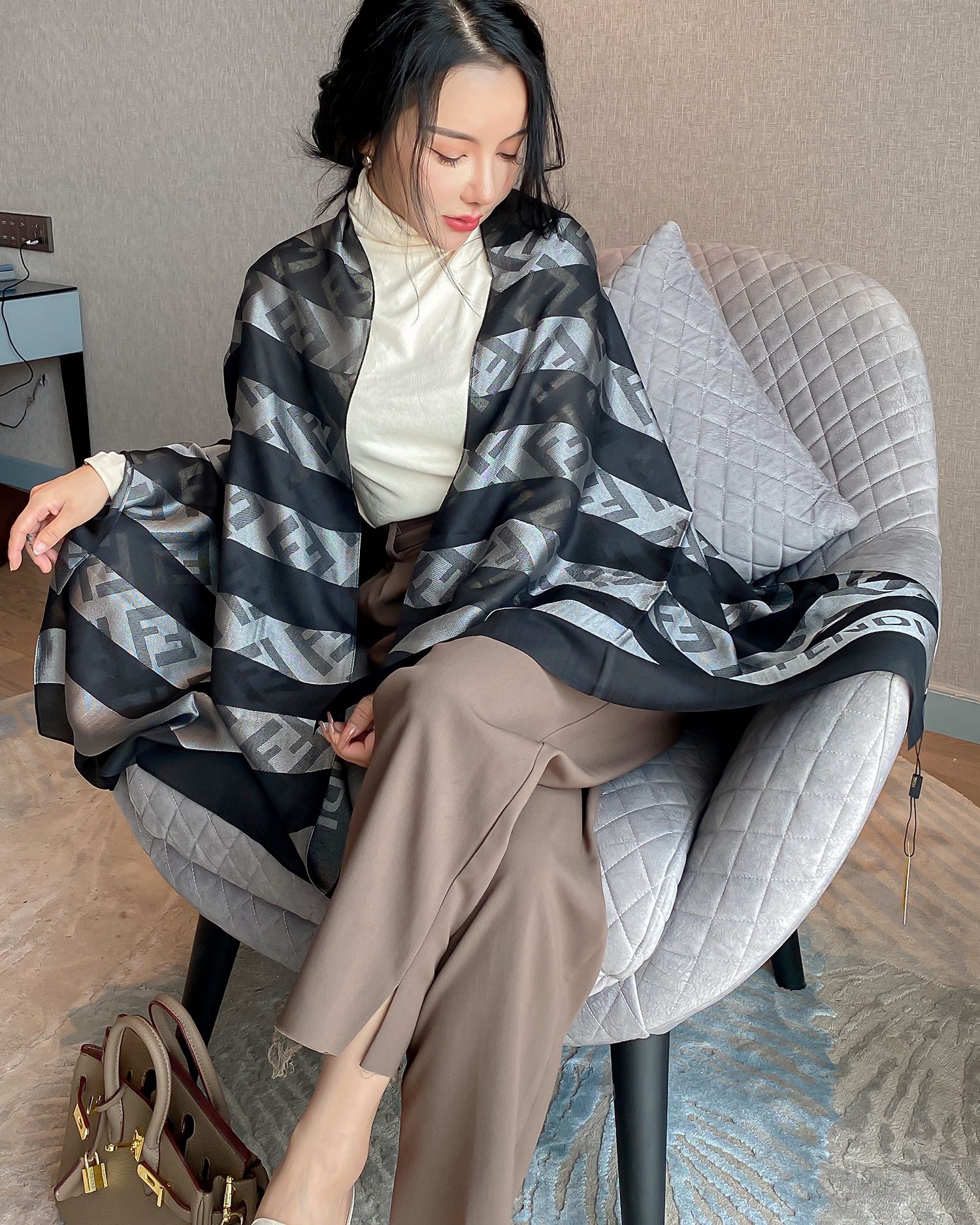 

DUPE Cashmere Scarf Winter Men's Women's Long Scarf Headband Fashion Classic Plaid Print