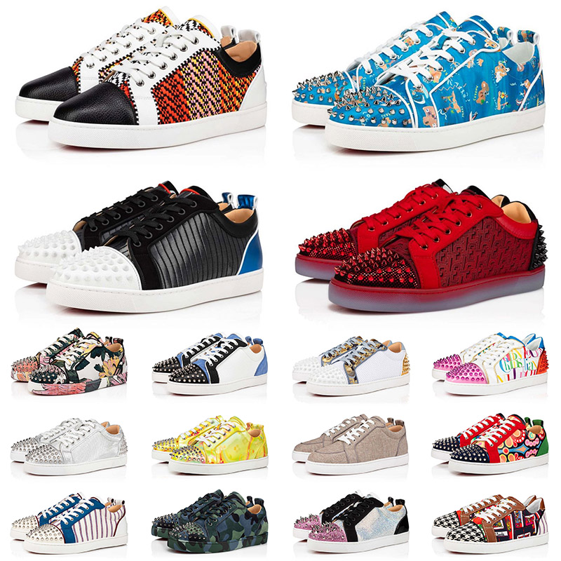 

Studded Spikes Red Bottoms Casual Shoes Designer Men Women 2022 Newest Low Top Leather Suede Glitter Loafers Outdoor Vintage Plateforme Boot Sneakers 36-47