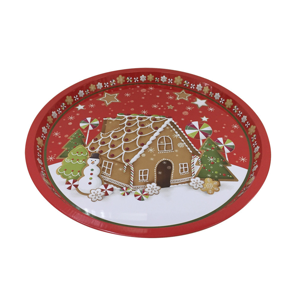 

12.2" Round Christmas Cartoon Tobacco smoking Roling Tray Tinplate Cigarette Trays Herb Roller for Smoking Pipes Storage Case