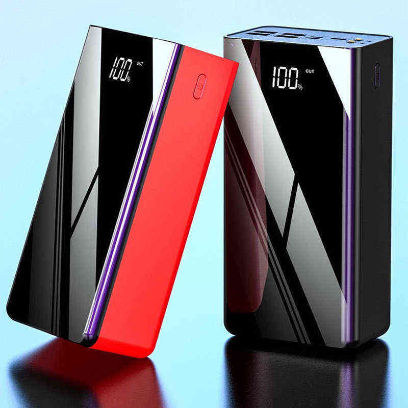 

Cell Phone Power Banks 100000mAh Power Bank 4 USB Portable Charger Full Mirror LED Digital Display Poverbank External Battery Pack Powerbank for Phones T220905