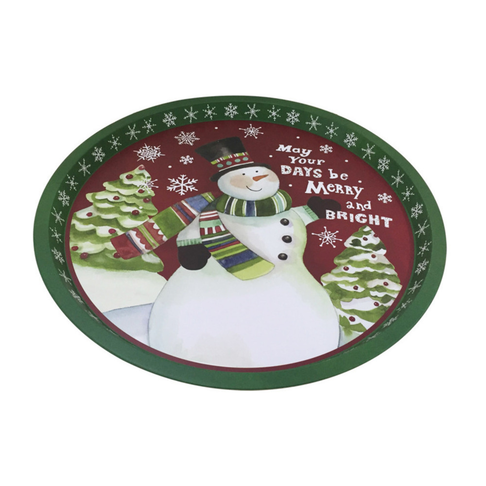 

12.2" Round Christmas Cartoon Tobacco smoking Roling Tray Santa Claus Tinplate Cigarette Trays Herb Roller for Smoking Pipes Storage Case