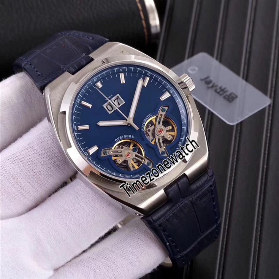 

New Overseas Big Date Steel Case Double Tourbillon Blue Dial Automatic Mens Watch Blue Leather Strap Gents Watches High Quality 8 223w, C-e09a (5)