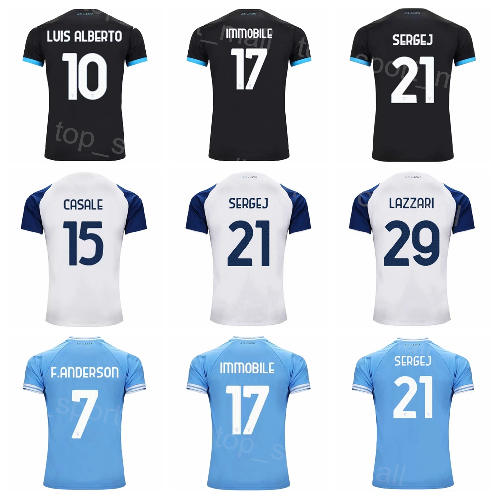 

2022 2023 Lazio Soccer Jersey Club IMMOBILE MARUSIC ROMAGNOLI PATRIC LAZZARI PROVEDEL MILINKOVIC-SAVIC ANDERSON CATALDI VECINO LUIS ALBERTO Football Shirt Kits, Black