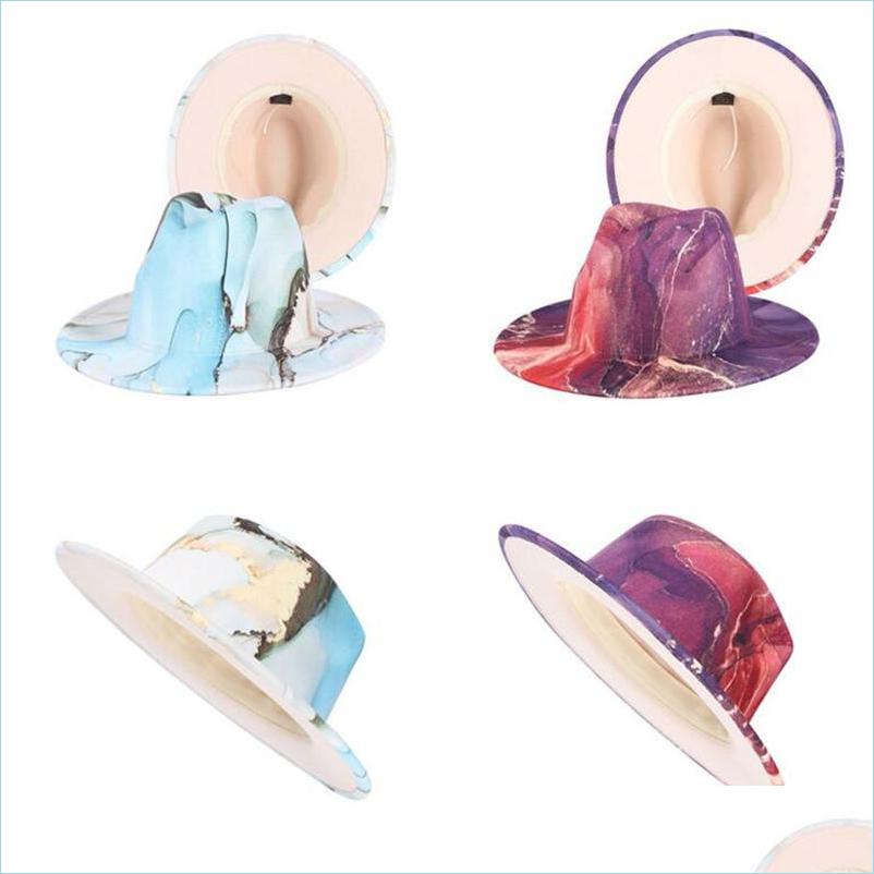 

Stingy Brim Hats Tie Dye Fedora Hats Women Men Fedoras Man Jazz Panama Caps Woman Wide Brim Cap Male Female Spring Autumn Fa Hjewelry Dhxlp, Random randomly send colors