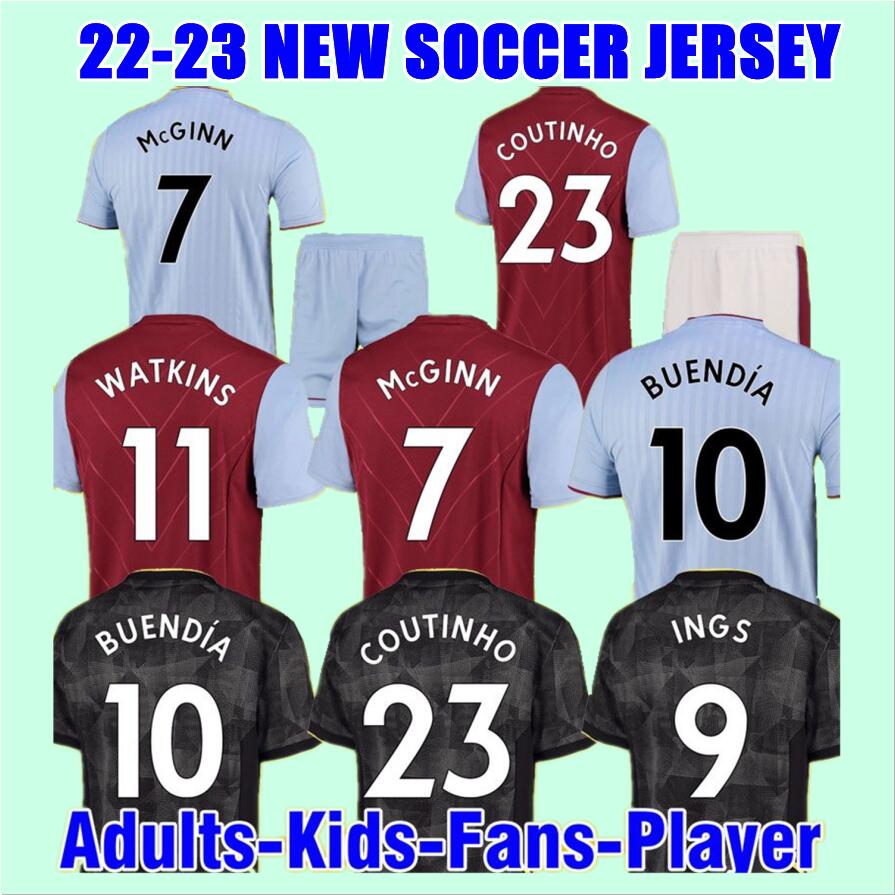 

2022 2023 Aston Villaes Soccer Jerseys COUTINHO kids kitS socks WATKINS BUENDIA 22 23 McGINN EL GHAZI WESLEY DOUGLAS LUIZ MINGS KONSA CASH M.TREZEGUET Football shirts