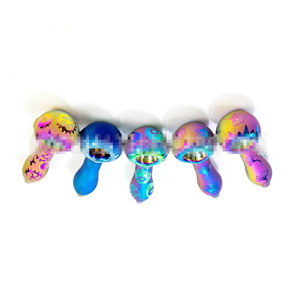 

4.72" Smoking Water Pipes Plating Rainbow Glass Burner 5 American Colors Spoon Hand Herb Pipe