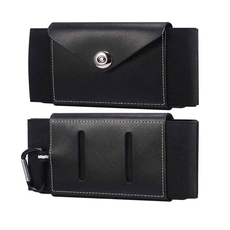 

Genuine Leather Belt Phone Cases Holster Pouch For Samsung Galaxy S22 Ultra S21 Universal Elastic Sports Holder, Black