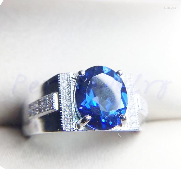 

Cluster Rings Per Jewelry Men Ring Natural Real Blue Or Red Topaz 8 10mm 3.5ct Gemstone 925 Sterling Silver T203232