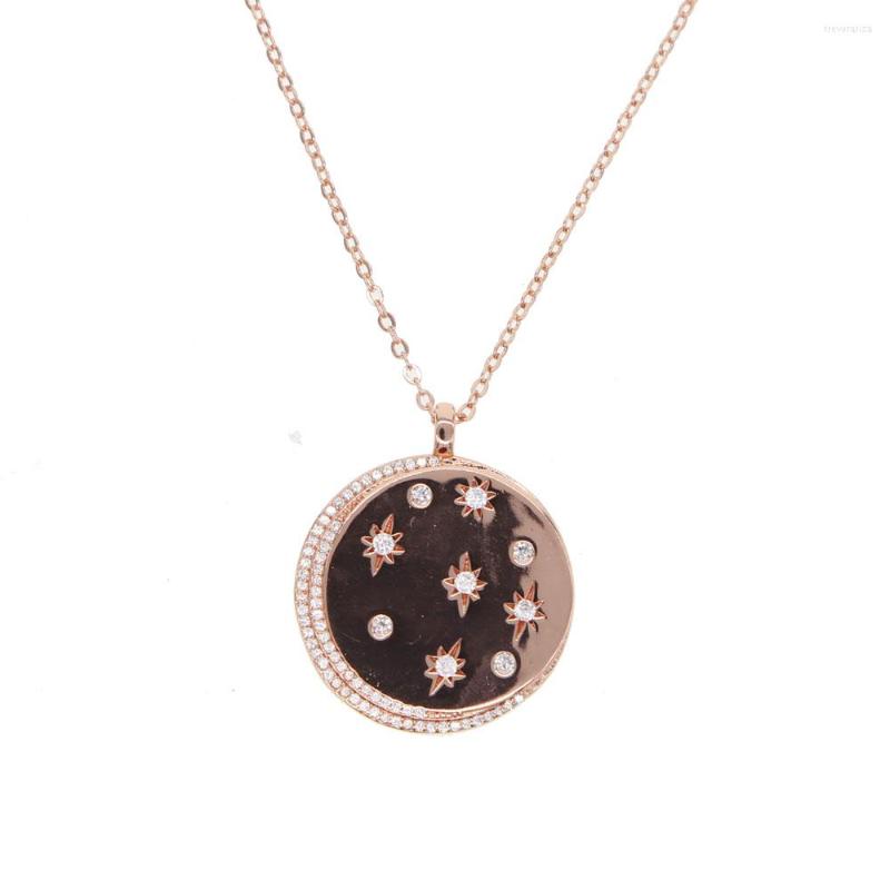 

Chains 2022 Gold Filled Star Signet Cz Paved Moon Coin Pendant Necklaces For Women Geometric Simple Classic Fashion Jewelry