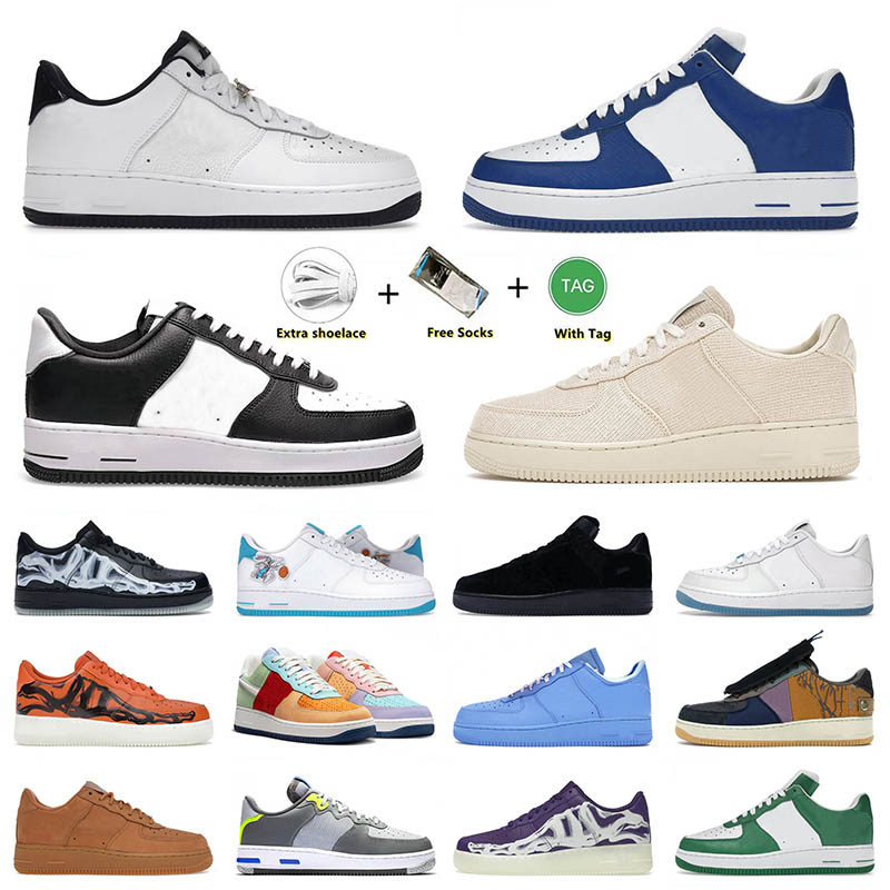 

Designer Mens Women Running Shoes Skate 1 One Black White Panda Space Jam Cactus Jack World Champ Airforce Af1 Sneakers Sports Big Size 13, Separate colours