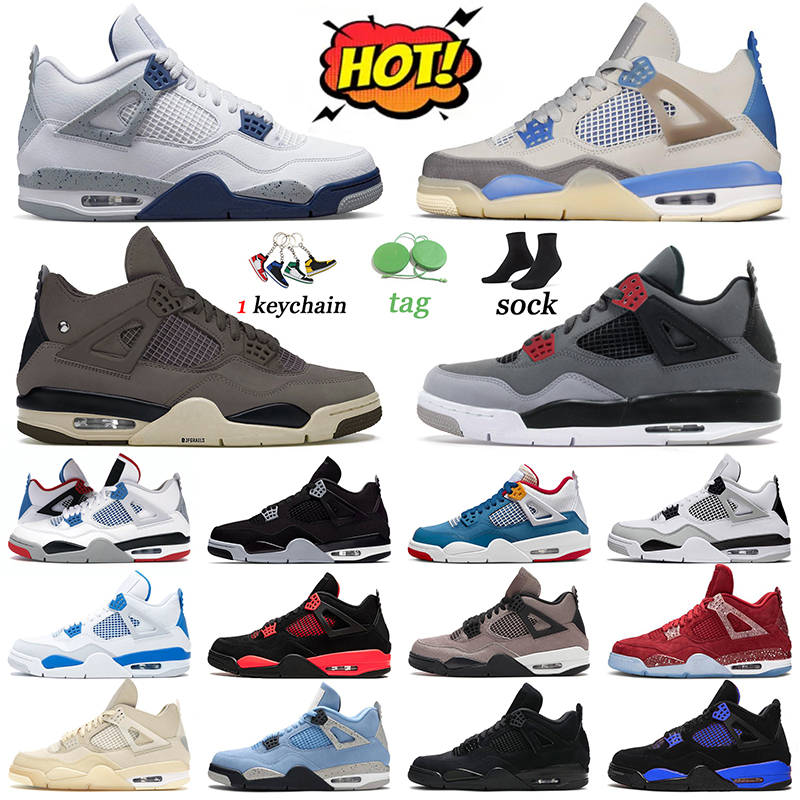 

Basketball Shoes Trainers Canvas Sneakers Sports 36-47 Midnight Navy Red Thunder Offs White Messy Room Violet Military Black Jumpman 4 Men, 40-47