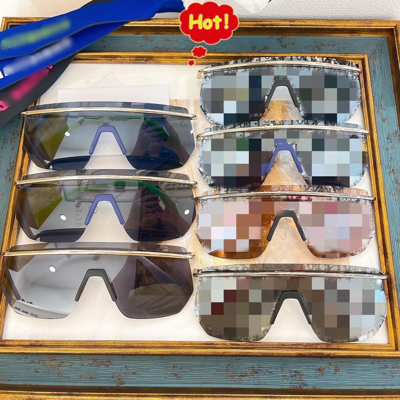 

Designer Sunglasses d Family Large Frame Wind Goggl Antique Net Red All-in-one