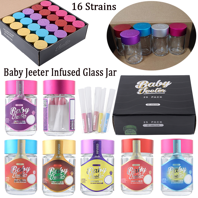 

In Stock Glass Jar Bag Baby Jeeter Infused Pre Rolls 2.5g Container Cigarettes Wax Concentrate Storage Dry Herb Bottle With Stickers Cigarette Papers
