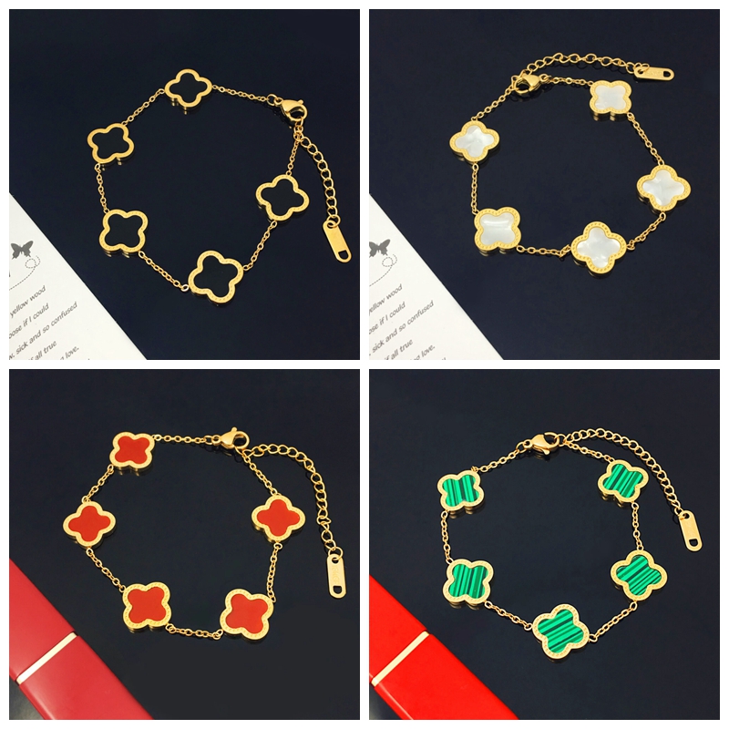 

Luxury Design Stainless Steel Clover Charm Chain Bracelet for Women