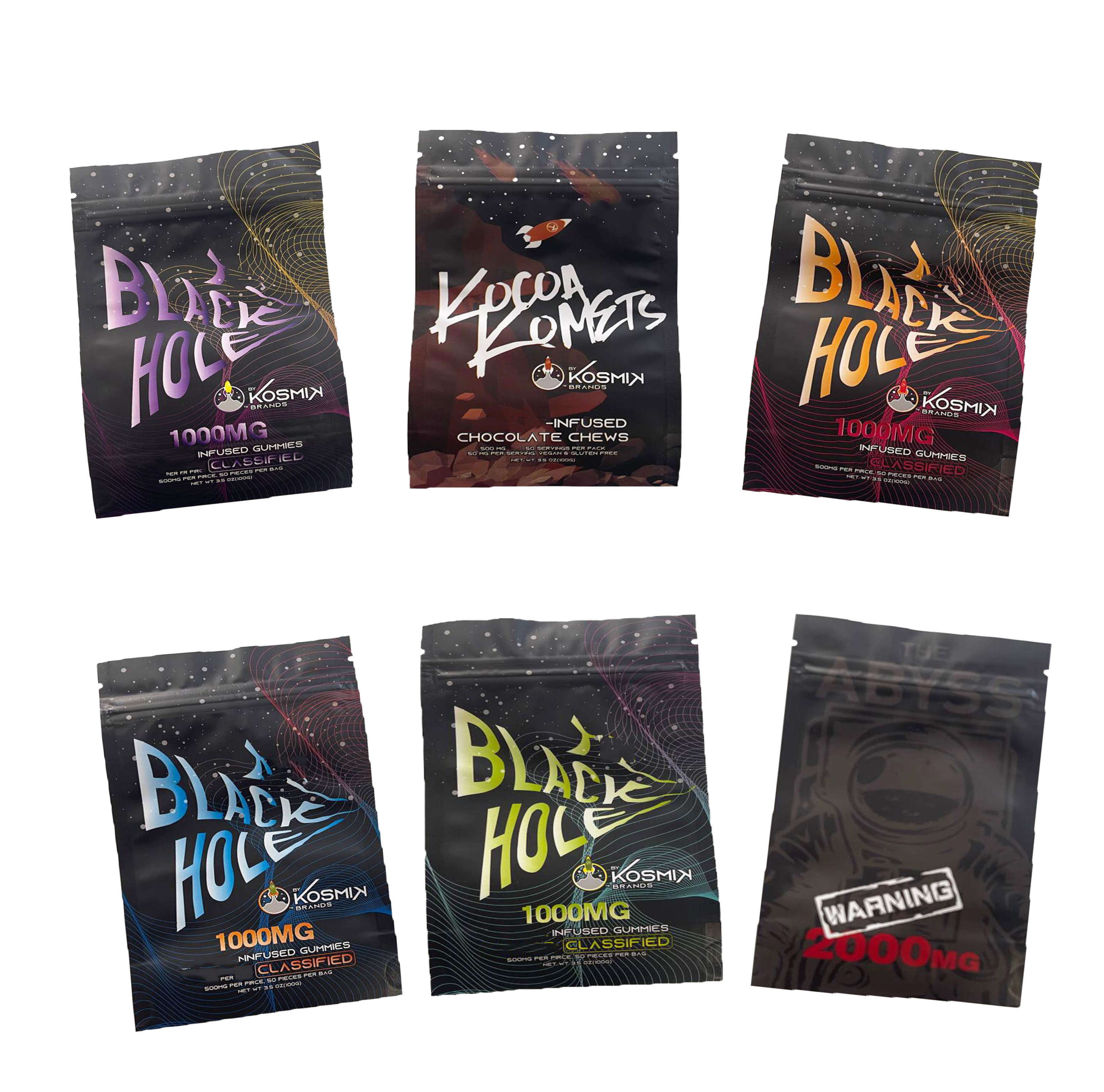 

1000MG Kosmik blasters sour fruit gummies packing bags 500mg resealable mylar Edibles Infused Gummy zipper package bag newest