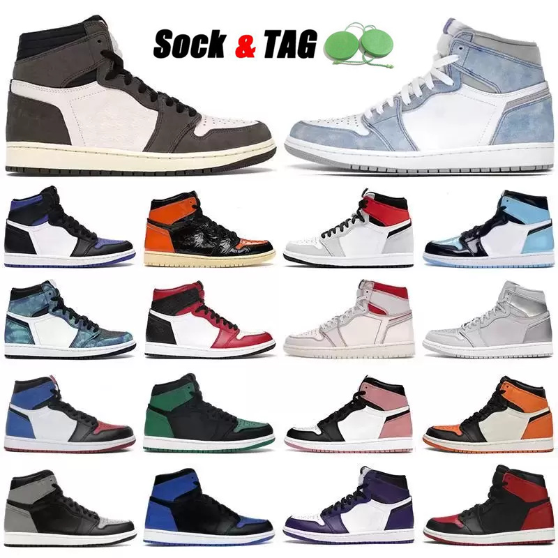 

University Blue 1 Basketball Shoes Jumpman 1S High Dark Mocha UNC Light Smoke Grey Hyper Chicago Patent Bred Royal Toe Men Women Trainers Sneakers 36-47, Pewter