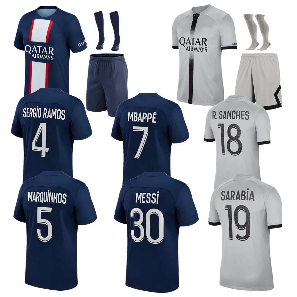 

2022 2023 MBAPPE Soccer Jerseys home away KEAN SERGIO RAMOS 22 23 3rd Maillots de football shirt VERRATTI Jersey men uniforms psgs enfants maillot foot, 22/23 away