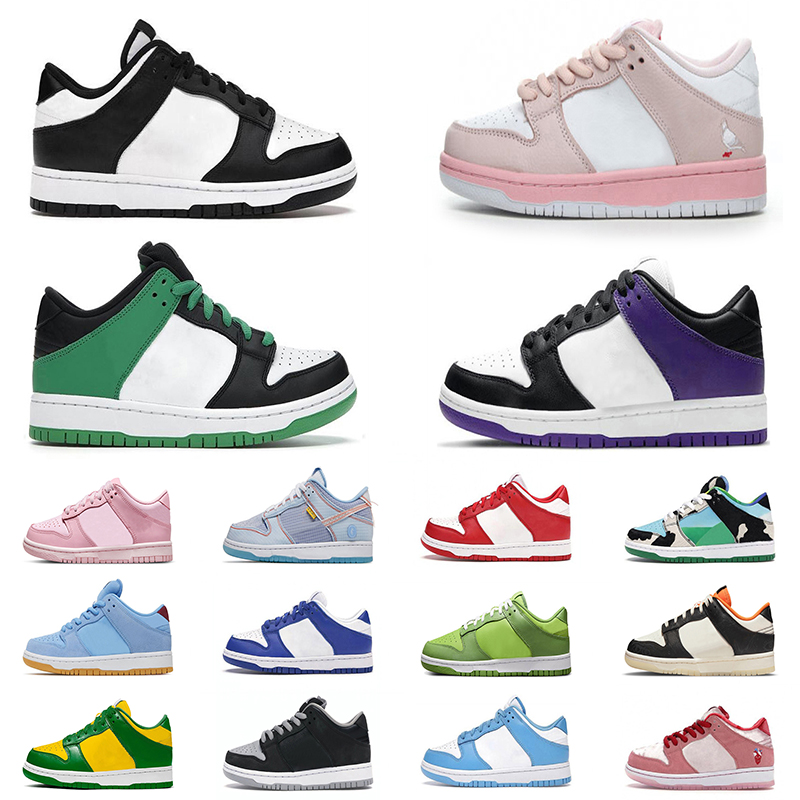 

Designer Low Children Kid Shoes Danks Sneakers Panda Black White UNC Syracuse Triple Pink Pigeon Classic Grreen Chunky Zebra Toddler Platform Skate Trainers 26-35, C11 white black 26-35