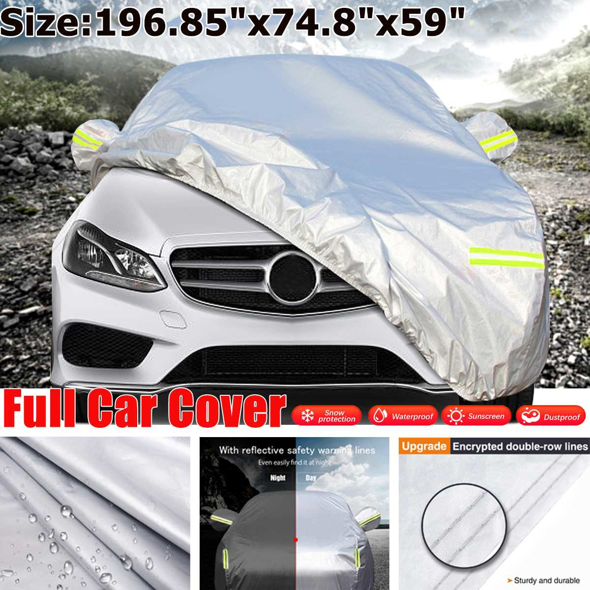 

Car Covers Full Car Cover 210T Waterproof Sunscreen Dustproof Car Case Cover WReflective Strips Universal For Suv sedan J220907