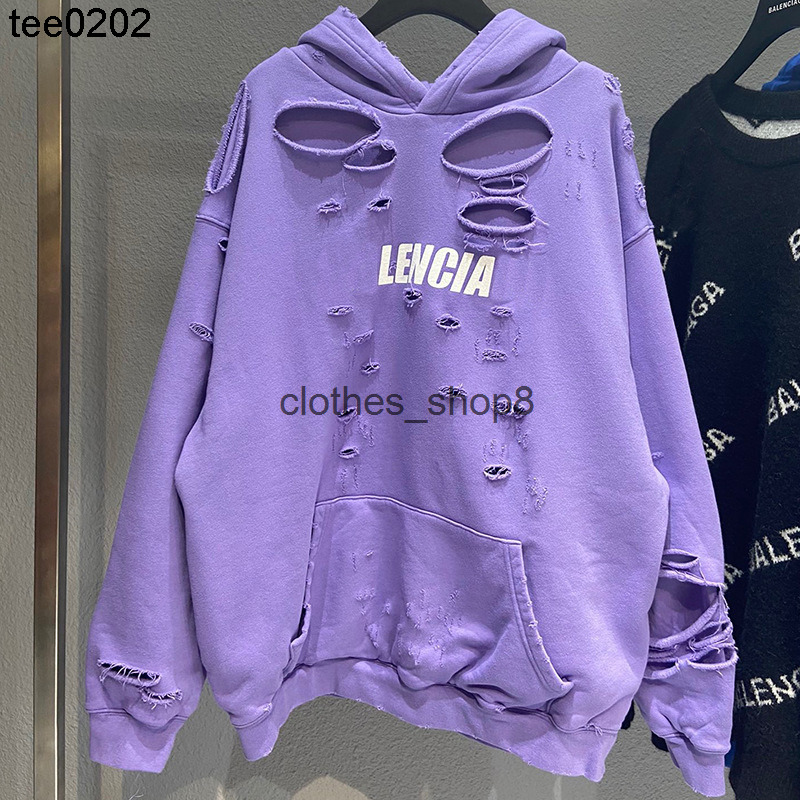 Hoodies balencaigass designer men's sweaters J. Cowili new winter art hole breaking Hoodie women's sweater hand worn couple loose couple