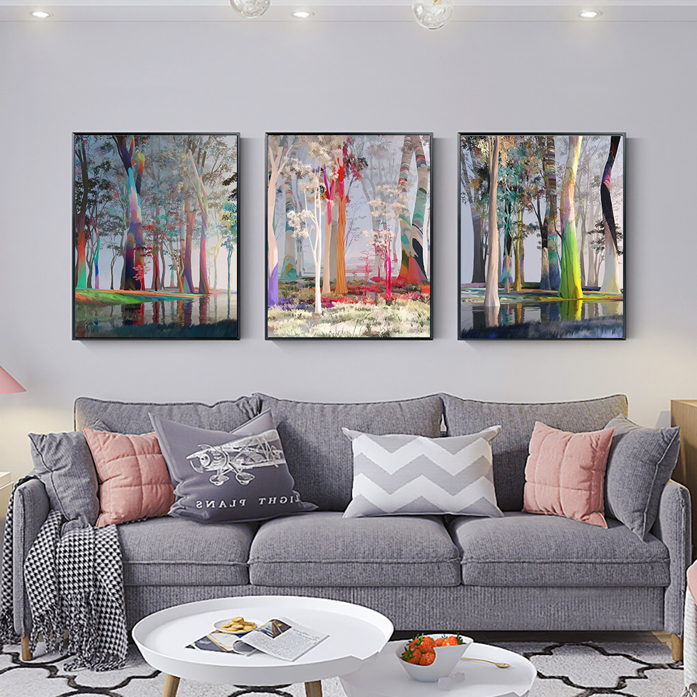 

Painting Abstract Colorful Trees On Canvas Modern Nordic Plant Posters And Prints Wall Art For Living Room Bedroom Home Decor