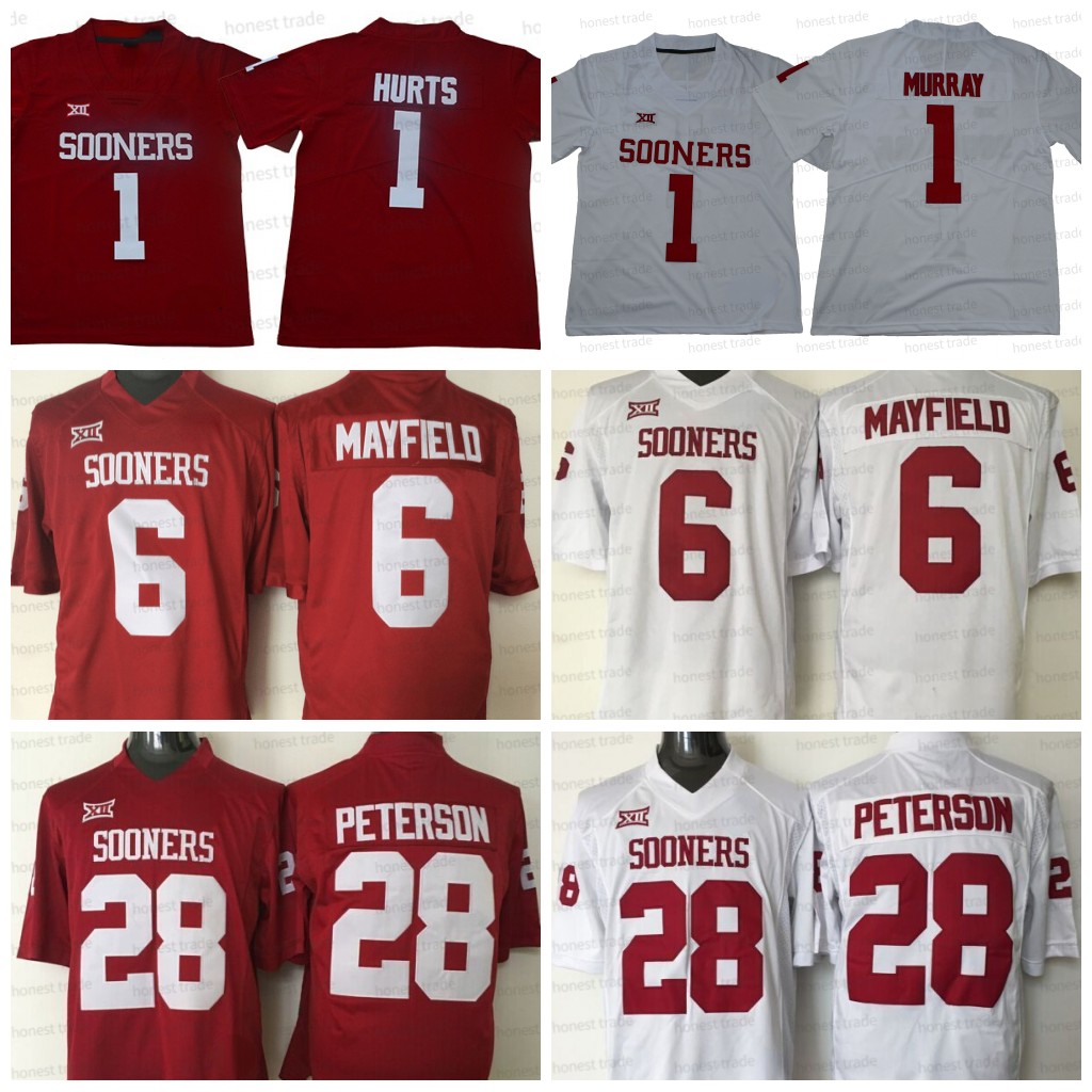 

American College Football Wear College Football Jersey1 Kyler Jalen Hurts 28 Adrian Peterson NCAA Oklahoma Sooners 6 Baker Mayfield 44 Brian Bosworth 2 CeeDee Lamb W, Men;as