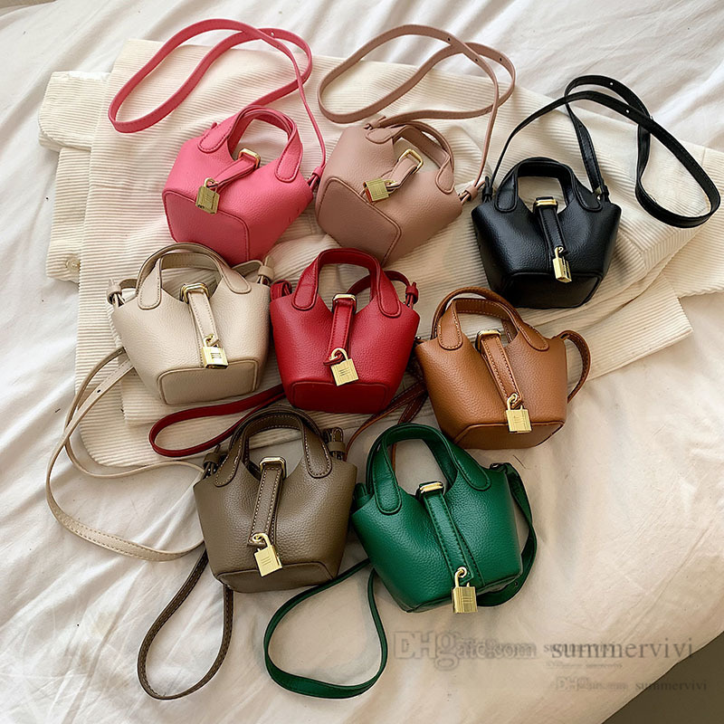 

Lady style Children vegetable basket handbags girls metals lock single shoulder bags kids PU leather messenger bag Q8425, Beige