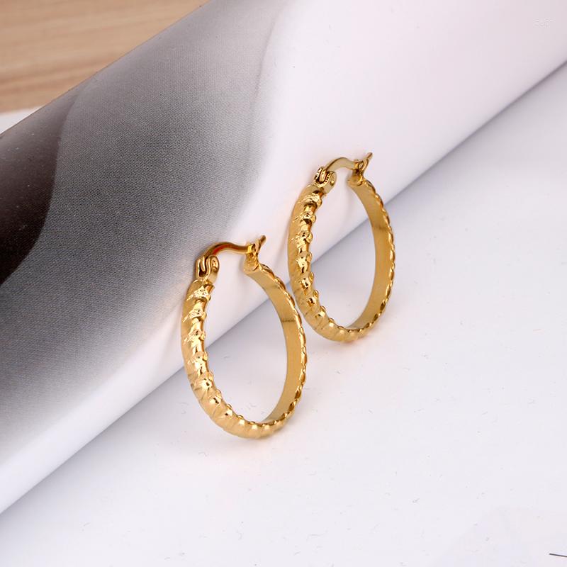 

Hoop Earrings Gold Color Stainless Steel Small Earring For Women Ear Jewelry Ladies Fashion Accessories E0200 TRENDY