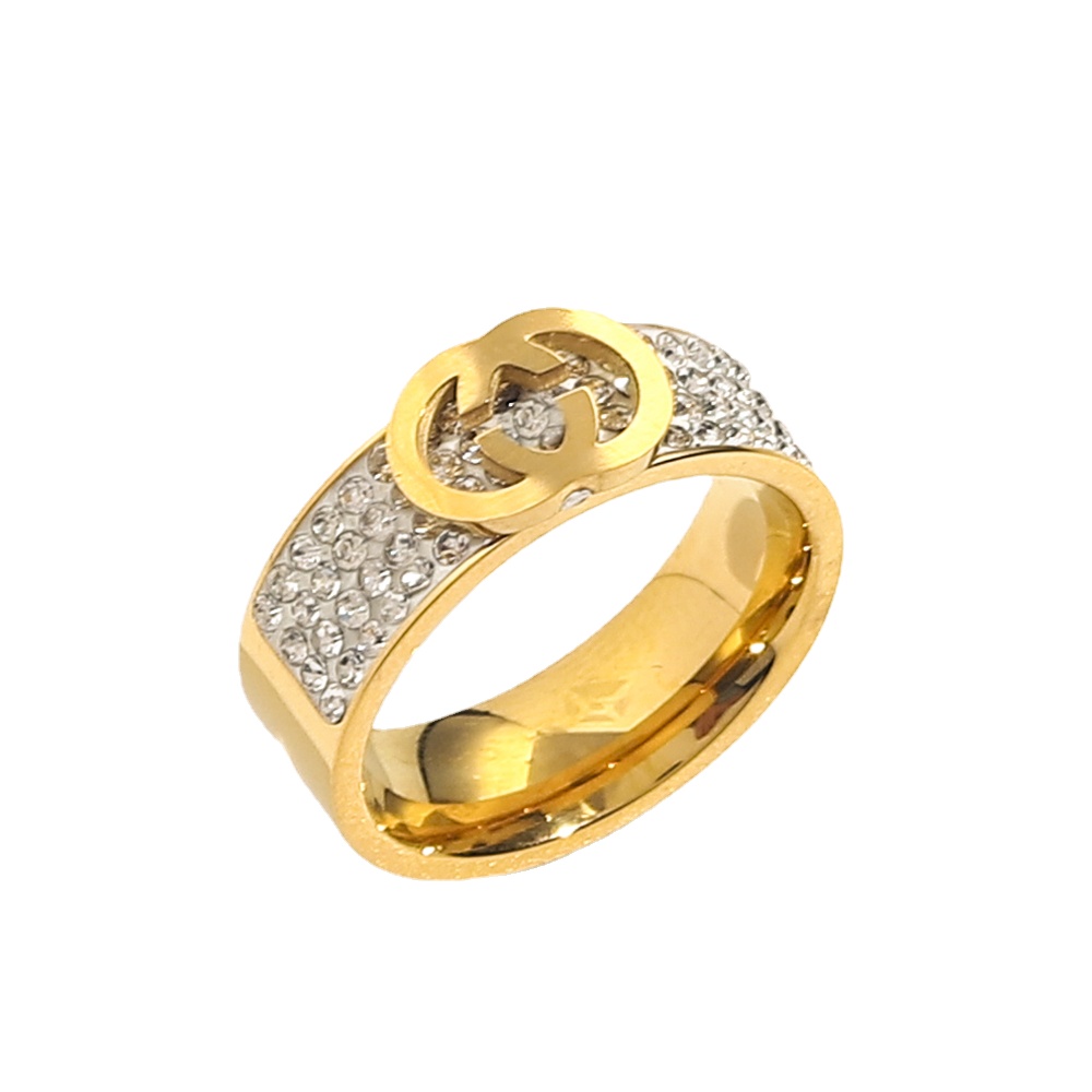 Classic Luxury Jewelry Designer Rings Women Love Wedding Supplies Diamond 18K Gold Plated Stainless Steel Ring Fine Finger Ring Wholesale