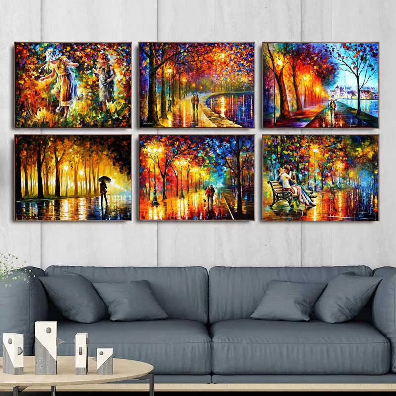 

Canvas Painting Abstract Oil Landscape City Night Scene Graffiti Posters Prints Wall Art Pictures for Living Room Wall Decor Cuadros