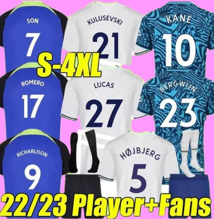 

22 23 Spurs Soccer Jerseys SON RICHARLISON Player Version KULUSEVSKI HOJBJERG 2022 2023 KANE PERISIC Third ROMERO Football kit shirt purple BENTANCUR kids Men, Adult 22/23 home epl