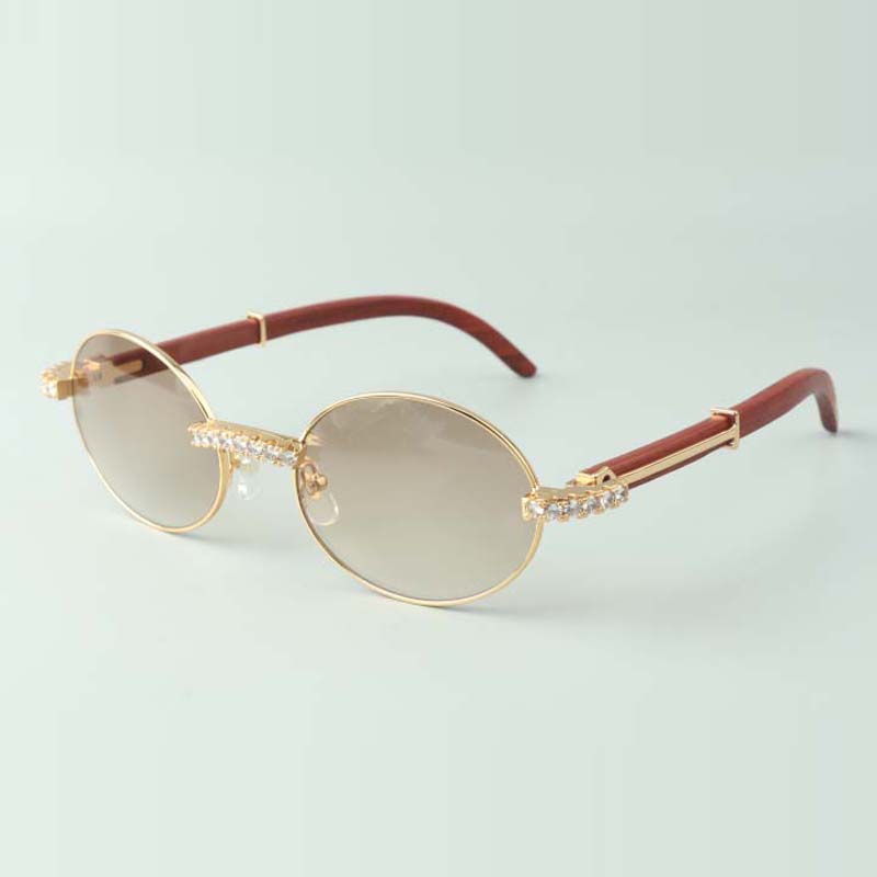 

XL Diamond designer sunglasses 7550178 retro round frame with wood legs