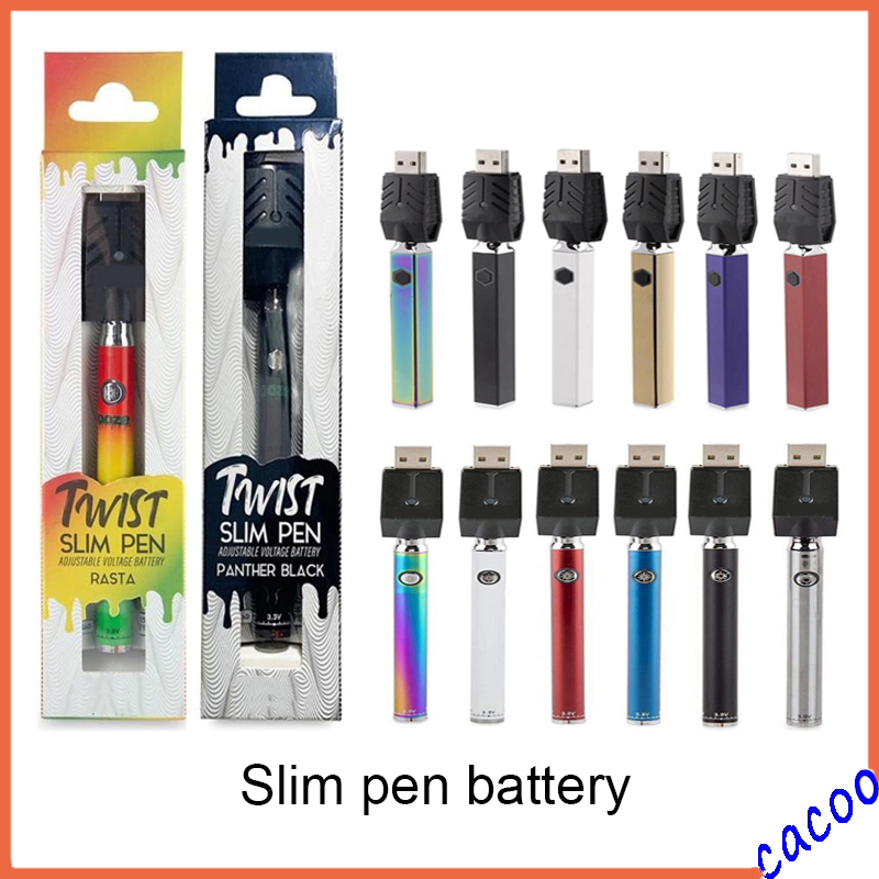 

Twist Battery Slim Pen Preheat 350mAh 500mAh Batterise Charger Kit variable voltage Preheating batteries 510 thread vape