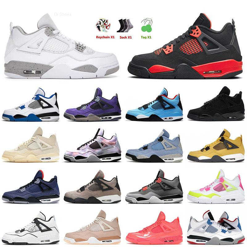 

Basketball Shoes Outdoor Sneakers Trainers Sports Shoes Retro Bred Kaws Grey Loyal Blue With Box Red Thunder 4 4S Iv Mens Jumpman Men Women, A1 sail 36-47