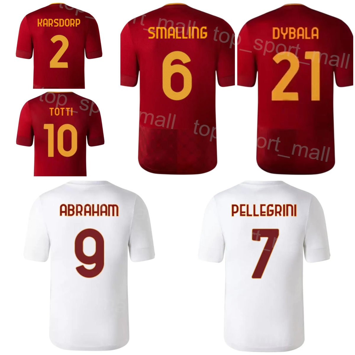 

22-23 FC Club Soccer 25 Georginio Wijnaldum Jerseys 9 Tammy Abraham 7 Lorenzo Pellegrini 23 Gianluca Mancini 21 Paulo Dybala 2 Rick Karsdorp Football Shirt Kits LuoMa, With patch
