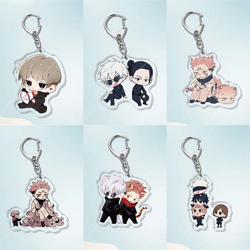 

Keychains Cute Jujutsu Kaisen Q Version Keychain Gojo Satoru Geto Suguru Yuji Itadori Inumaki Toge Acrylic Pendant Key Chain Anime Jewelry