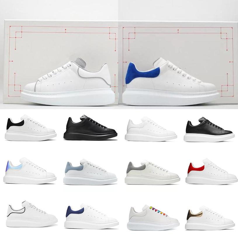 

Designer Logo Oversized Casual Shoes White Black Leather Luxury Velvet Suede Womens Espadrilles Trainers mens Blue Flats Lace Up Platform Sole Sneakers, #3 all black leather