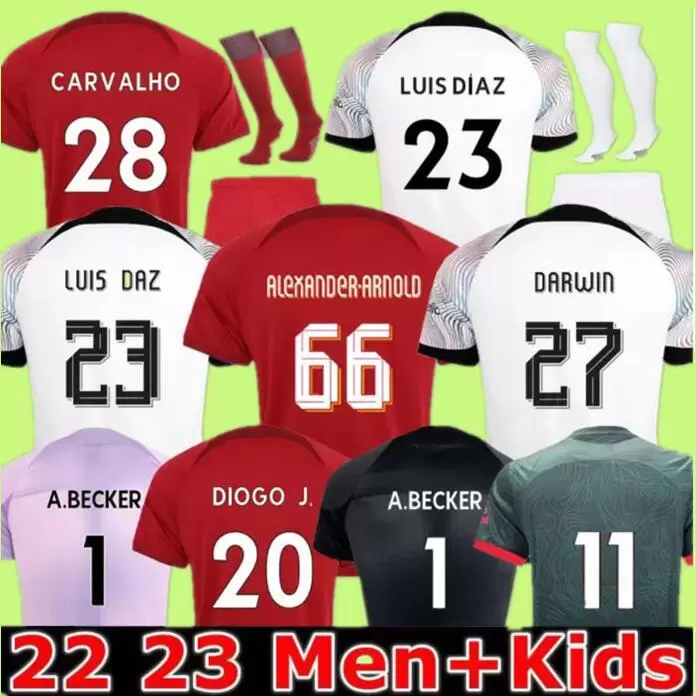 

college wear 22 23 Liverpoo les soccer jerseys 2022 2023 DARWIN Carvalho sleeves woman FIRMINO Diogo Luis DIaz football shirts men kids kits, Gk