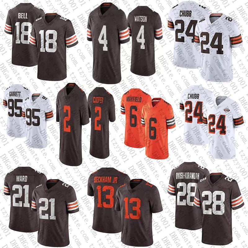 

4 Deshaun Watson 18 David Bell 2 Amari Cooper Custom Football Jerseys 24 Nick Chubb 28 Jeremiah Owusu-Koramoah 69 Chase Winovich Myles Garre, Womens