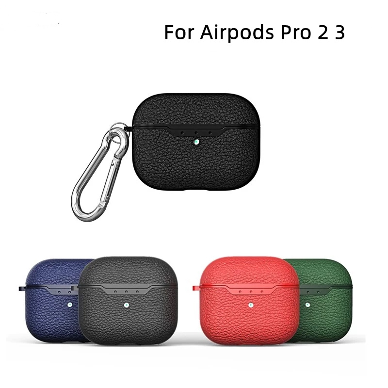 

Cases for Apple Airpods Pro 2 1 3 2022 Case Luxury Leather Ultra-thin Wireless Earphone Cover Air Pods 3 Covers with Keychain, Black