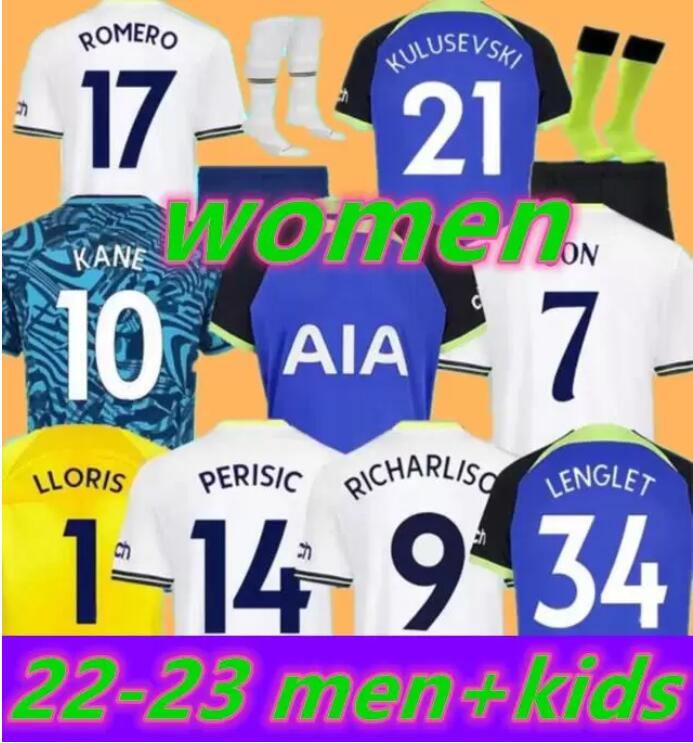 

LUCAS ROMERO KANE SON 22 23 RICHARLISON Soccer Jersey KULUSEVSKI HOJBJERG SPENCE PERISIC LENGLET 2022 2023 Tottenham Football kit shirt SPURS home tops Men kids sets, Away adult