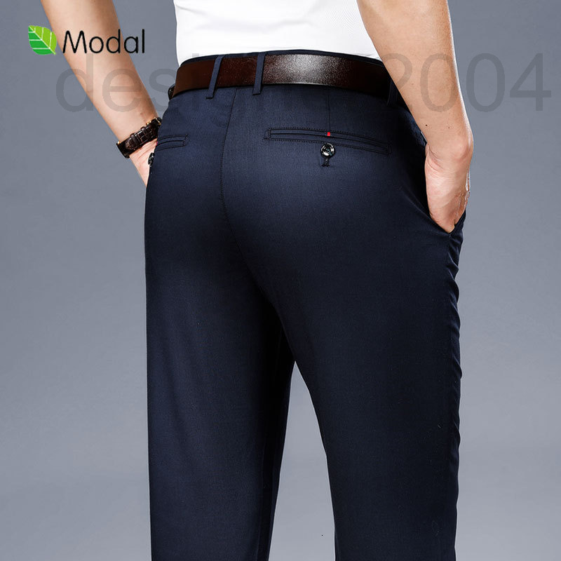 Men's Pants designer Tencel cotton summer thin casual straight tube loose business trousers middle-aged dad 9679-image-800945215