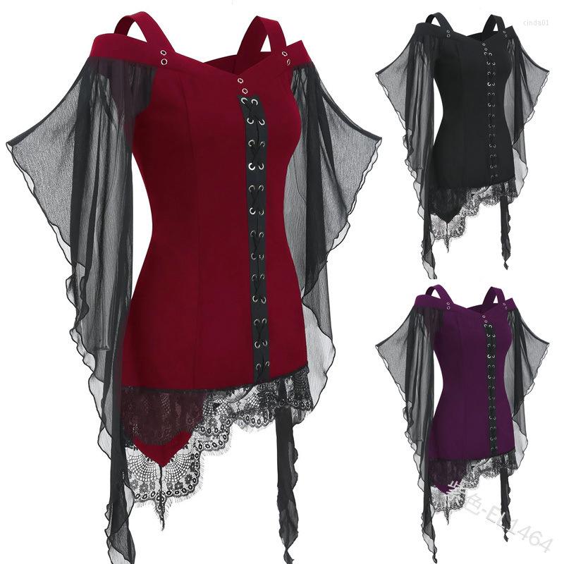 

Women' Blouses Halloween Witch Halter Top Medieval Steampunk Lace Up Shirt Bandage Vest Stage Viking Pirate Cosplay Costumes, Black