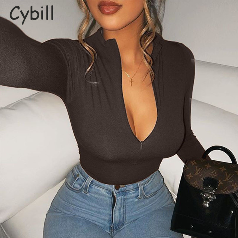 Combinaisons pour femmes Barboteuses Cybill Zipper Body moulante à manches longues pour femme Pure Automne Zipper Body Femmes Hiver Corps Femme N